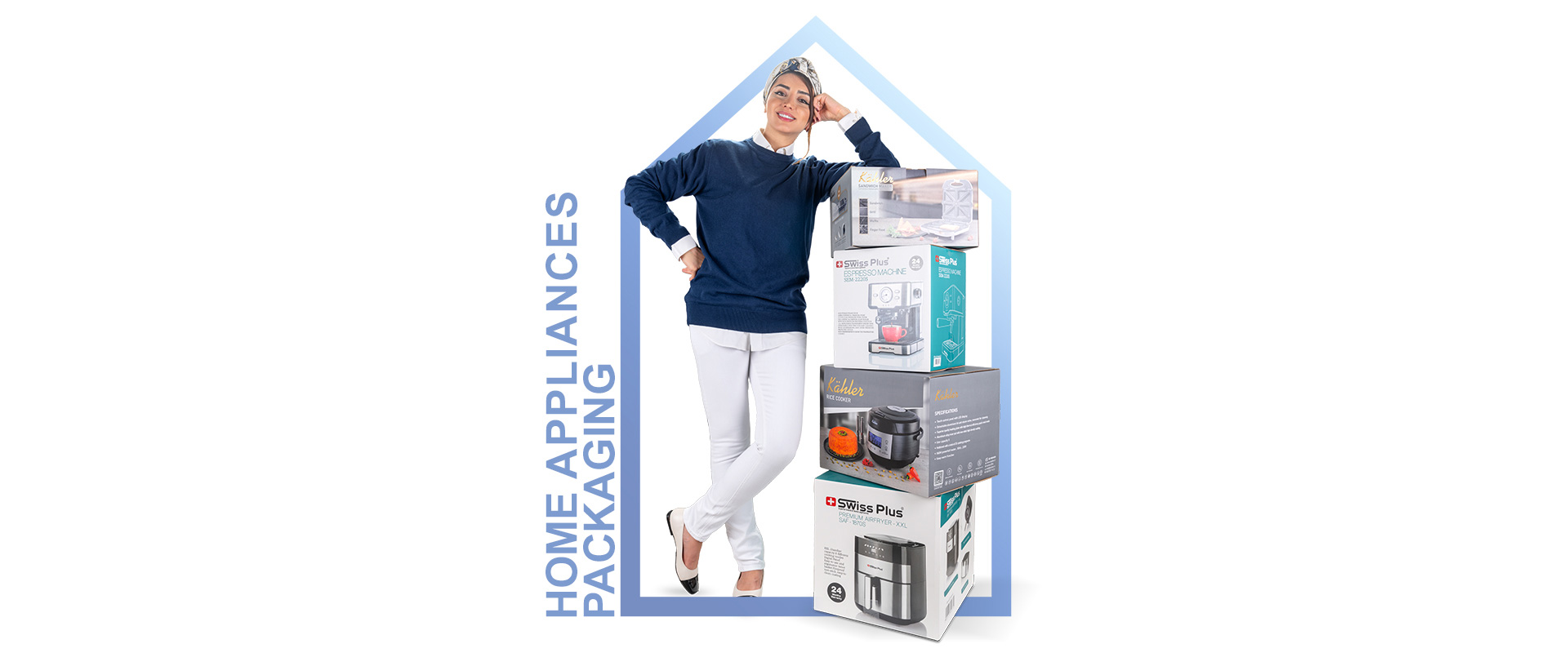 Home appliance packaging design picture1 بستهبندی دستمال کاغذی خاصتر، باکیفیتتر، جذابتر و با هزینهی نهایی کمتر را از ترام بخواهید.